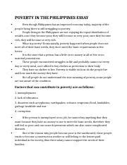 Causes Of Poverty In The Philippines Essay Poverty In The Philippines