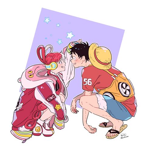 monkey d. luffy and uta (one piece and 1 more) drawn by awarinko | Danbooru