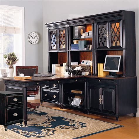 Aspenhome young classics executive deskpro. Young Classics L-Shape Office Wall Unit with Glass Door ...