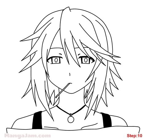 How To Draw Mizore Shirayuki From Rosario Vampire Step 10