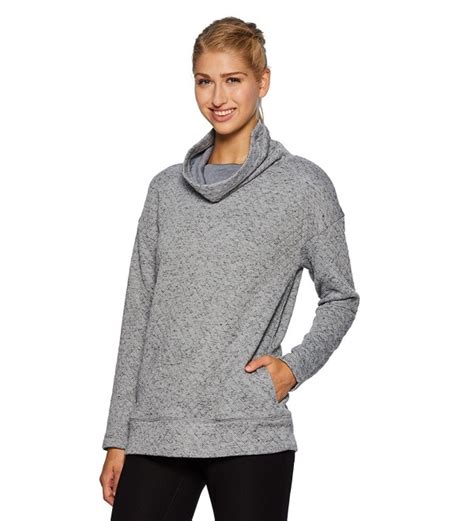 Active Womens Ultra Soft Quilted Cowl Neck Pullover Platinum Grey Cn184xkk8ug