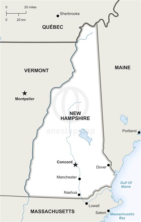 Vector Map Of New Hampshire Political One Stop Map