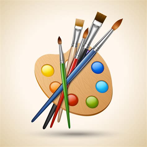 Palette With Paint Brushes 455038 Vector Art At Vecteezy