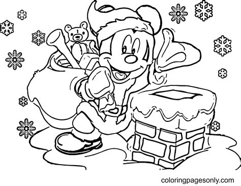 Santa Mickey Disney Christmas Coloring Page Free Printable Coloring Pages