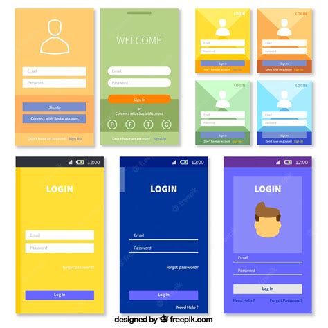 Free Vector Login Form Template Collection