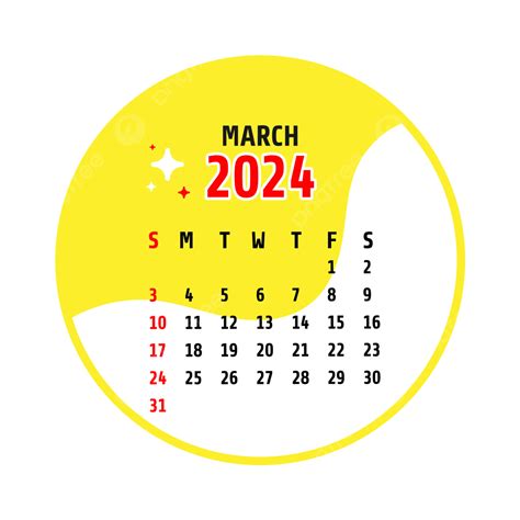 Marzo 2024 Calendario Fondo Transparente Vector Png Marzo 2024
