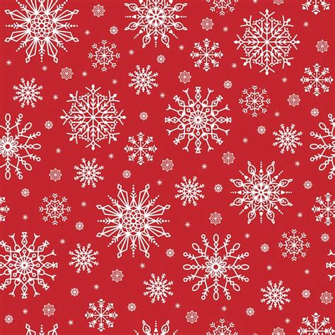 Premium Vector Christmas Pattern White Snowflakes Red Background