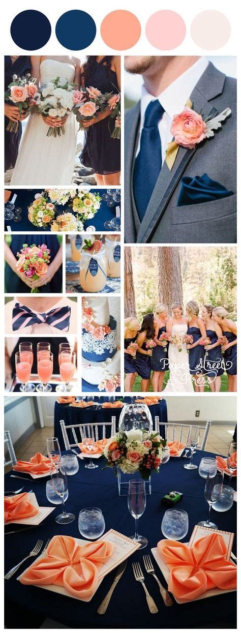 18 Peach And Classic Navy Blue Inspired Wedding Ideas Avec Images
