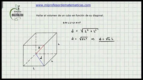 Volumen De Un Cubo En Funcion De Su Diagonal Geometria Video 055