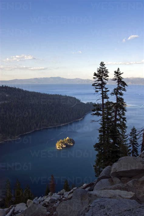 Fannette Island Is Illuminated In Late Afternoon Light In Emerald Bay