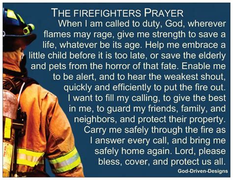 Be Strong The Firefighters Prayer Card For Firemen God Driven Designs