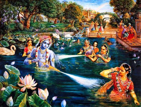 Krishna And Gopis Water Pastimes