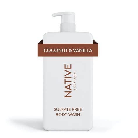 Native Natural Body Wash Pump Coconut And Vanilla Sulfate Free Paraben