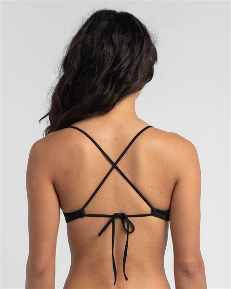 shop rvca solid cross back bikini top in black fast shipping and easy returns city beach australia
