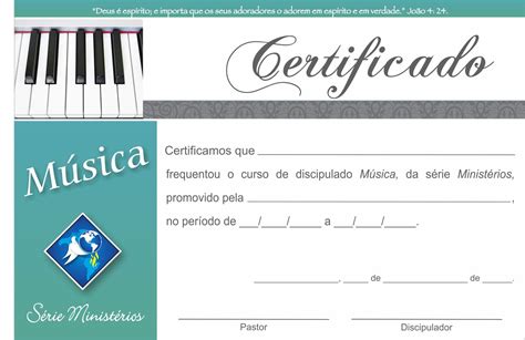 Certificado De Conclusão Musica Do Discipulado Cristão C 10 Unid