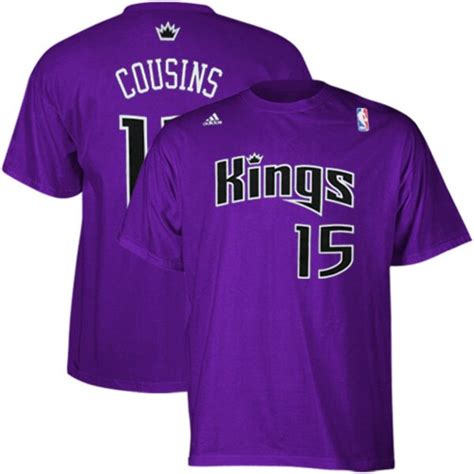 Adidas Sacramento Kings 15 Demarcus Cousins Purple Net Number T Shirt