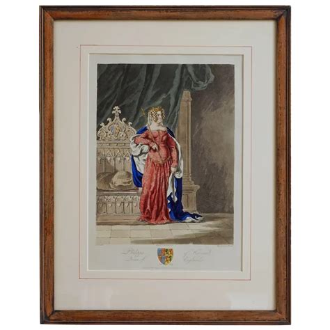 Medieval Royal Portrait Black Queen Antique Etching Philippa Of Ruby Lane