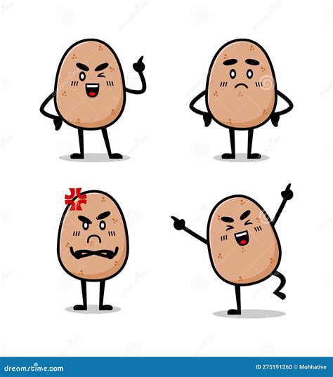 Illustration Set Of Cute Potato Mascot Potato Vector Character Stock