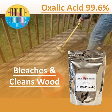 Remove wood stains easily with this oxalic acid wood bleach features: OXALIC ACID 99.6% Pure, 5 Lbs, Rust Remover, Wood Bleach ...