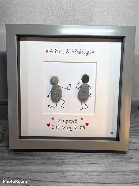 Engagement Pebble Art Picture Personalised Engagement Gift Etsy Uk