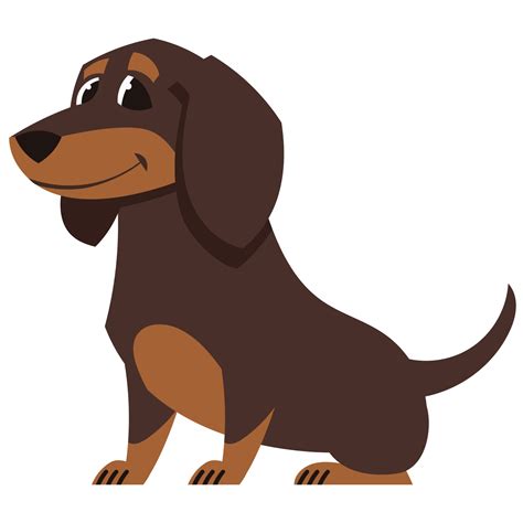 Sitting Dachshund Dog Cute Pet In Cartoon Style 4947583 Vector Art At