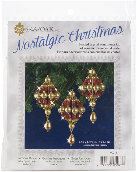 Solid Oak Nostalgic Christmas Beaded Crystal Ornament Kit Ruby And Gold