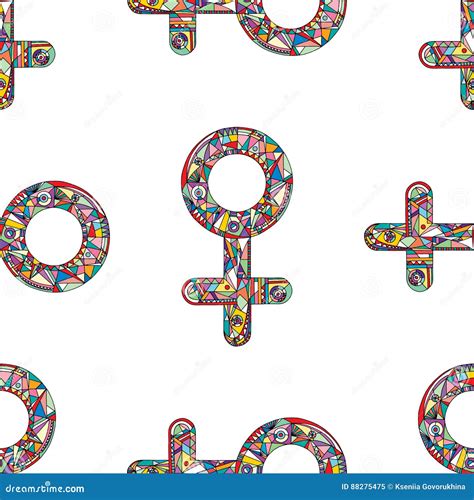 Vector Abstract Male And Female Gender Signs Pattern Hand Drawn Sexual Identity Symbols