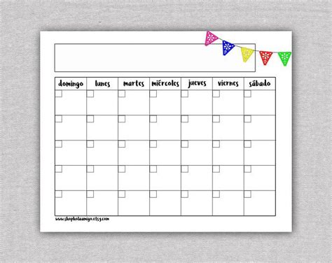Spanish Printable Calendar Template Calendario Mensual Monthly