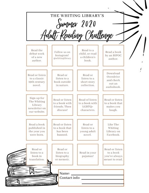 Summer 2020 Adult Reading Challenge Whiting Library