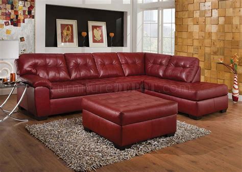 50440 Soho Sectional Sofa In Red Bonded Leather Match By Acme