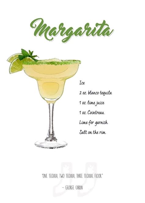 Cocktail Margarita With The Ingredient List And A Quo Poster By Swav Cembrzynski