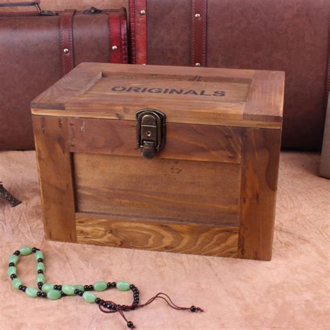Treasure Chest Wooden Lockable Storage Box Cosmetic Secret
