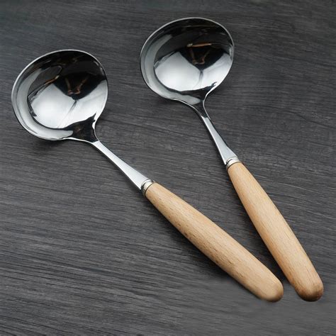Buy Korean Style Wooden Handle Big Round Spoon