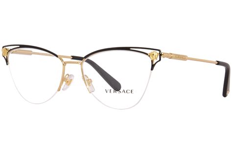 versace ve1280 1433 eyeglasses women s gold black semi rim cat eye 53
