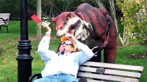 Epic Real Life Dinosaur Hidden Camera Practical Joke Youtube