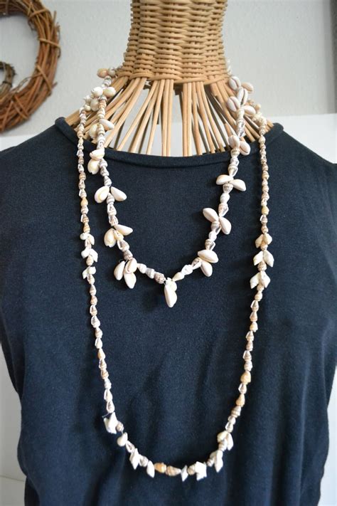 Vintage Long Cowry Sea Shell Necklaces Hawaiian Leis Seashell Etsy