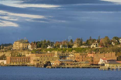 Historic Port Townsend Washington Waterfront At Sunrise Editorial