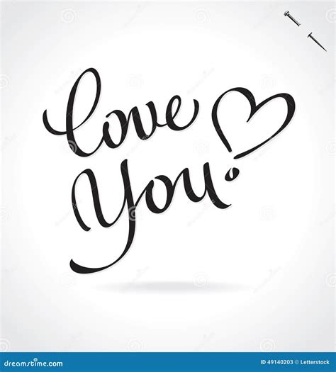 Love You Hand Lettering Vector Stock Vector Illustration Of