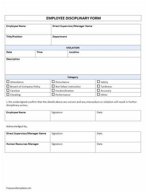 30 Free Printable Employee Disciplinary Forms Example Document Template