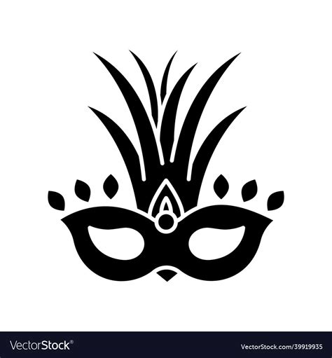 Masquerade Mask Black Glyph Icon Traditional Vector Image