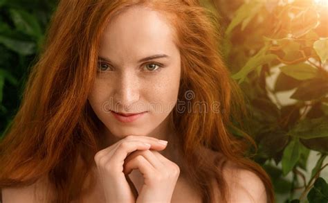 Sensual Nude Redhead Woman Looking At Camera Stock Image Image Of