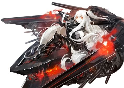 Aircraft Carrier Oni Fire Kantai Collection Long Hair Orange