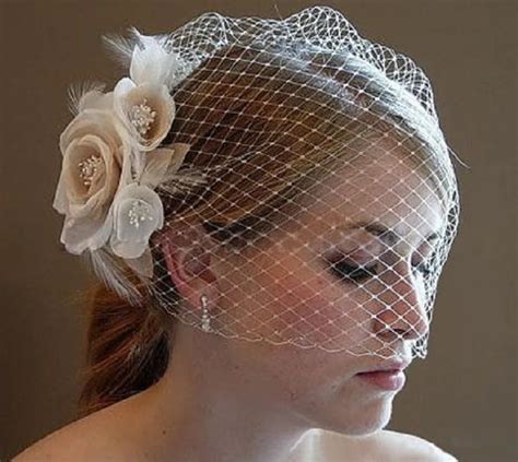 Beautiful Bride Veils Blusher Birdcage Tulle Flowers Feather Wedding