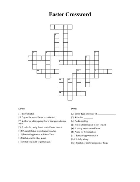 Free Printable Easter Crossword Puzzles