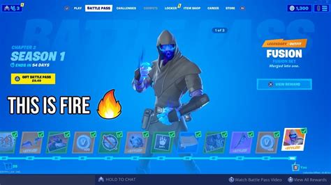 “fortnite Chapter 2” Buying All 100 Season 1 Battle Pass Tiers “fusion” Skin Unlocked Youtube