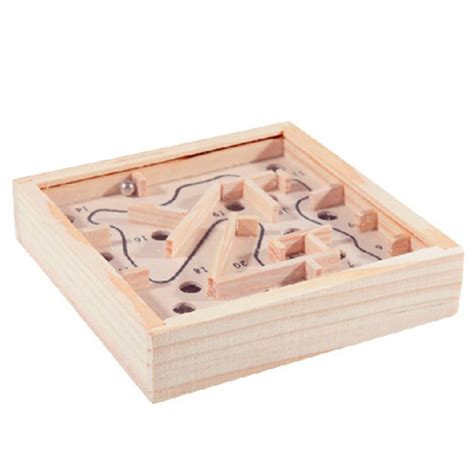 Mini Wooden Labyrinth Game Play On Hand Toy