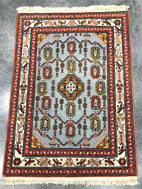 Lot Persian Floral And Bird Motif Hand Woven Wool Rug