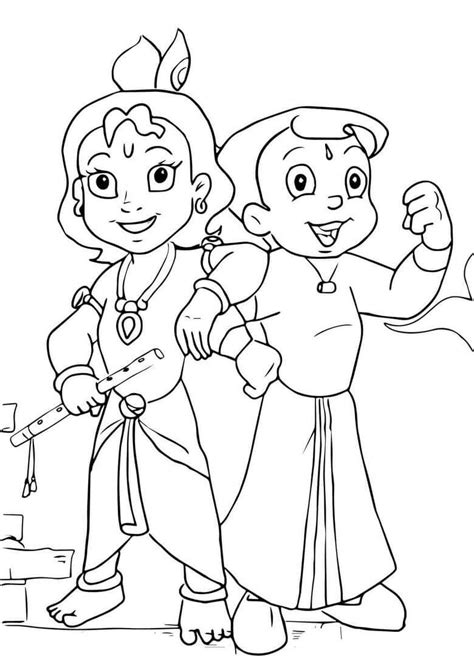 Chhota Bheem And Krishna Coloring Page Download Print Or Color