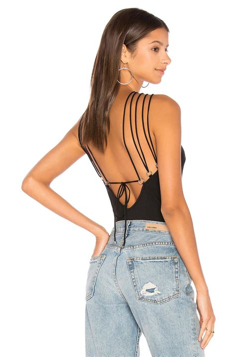 Kendall Kylie Cotton Lace Up Bodysuit In Black Lyst