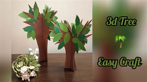 Learn How To Make A 3d Tree With Paper Easy Tree Craft Tree Diy Daily Art Youtube